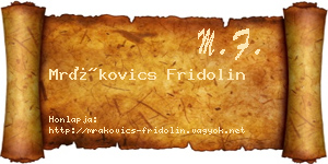 Mrákovics Fridolin névjegykártya